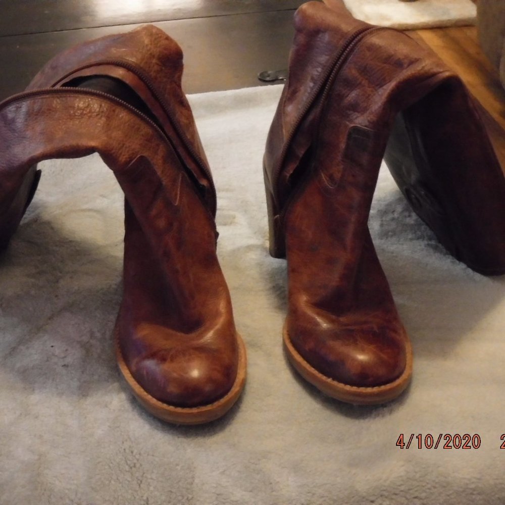 Knee height brown boot.